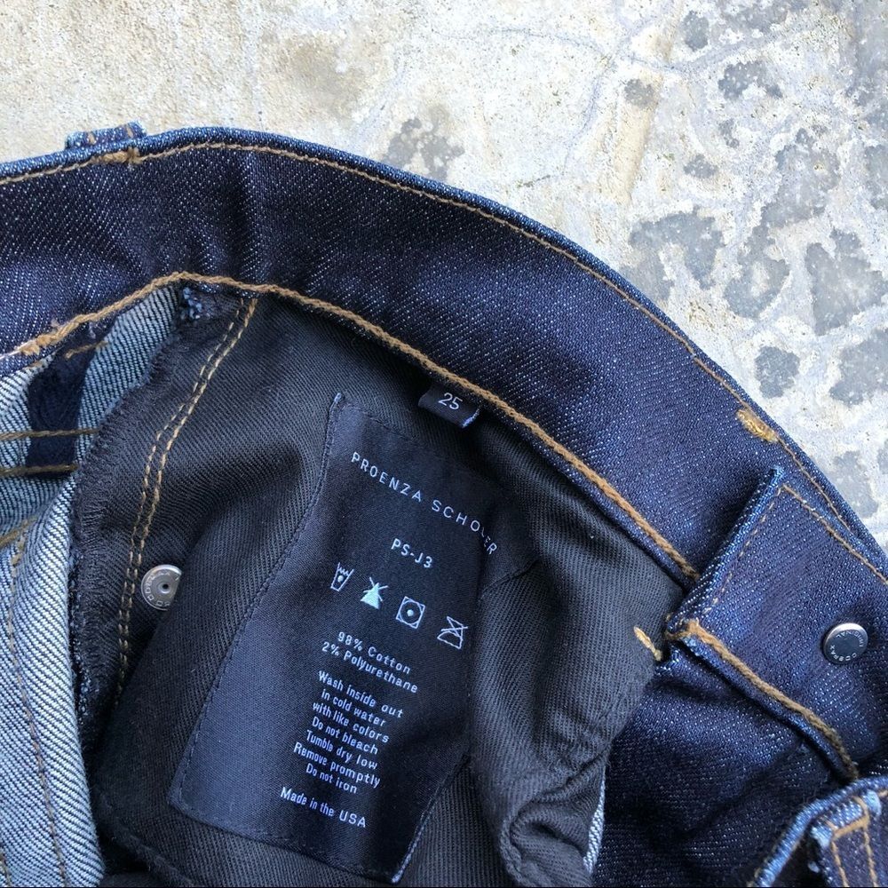 Proenza Schouler PS-J3 Jeans Hi High Rise Waisted Skinny Dark Wash Raw Hem 25 - Picture 3 of 5